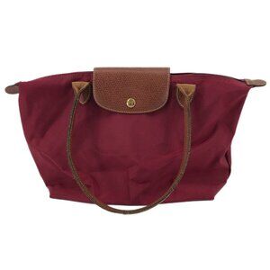 Longchamp Red & Brown Folding Packable Shoulder Bag | Made in Tunisia